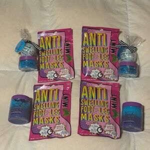 Anti-Swelling Foot & Leg Masks and Beach Vacay Foamy Scrub & Bath Bomb Set